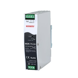 Wdr-75-24 แหล่งจ่ายไฟราง 200-480Vac ถึง 24V Dc 3.2A เอาต์พุตเดี่ยวสำหรับใช้ในอุตสาหกรรม - Product Image 1