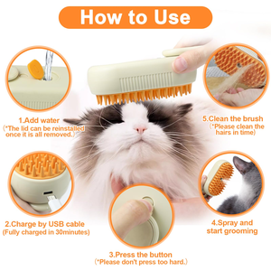 Peigne électrique anti-mouches à un bouton, nouvelle brosse de bain en plastique écologique apaisante <span class=keywords><strong>pour</strong></span> chats, chiens et autres animaux de compagnie - Product Image 4