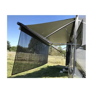 Toldo lateral retrátil para área externa, privacidade, malha preta, toldo, proteção uv, motohomes, jardim