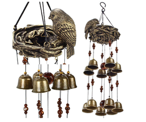 Campanas <span class=keywords><strong>de</strong></span> Viento <span class=keywords><strong>de</strong></span> Jardín Personalizadas e Impermeables con Colgante <span class=keywords><strong>de</strong></span> Pájaro <span class=keywords><strong>de</strong></span> Cobre Hecho a Mano y Reloj Pequeño - Product Image 1