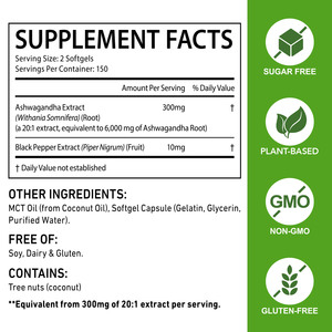Suplementos de Complejo de Ashwagandha con Extracto de Plantas SOLOTREE, Cápsulas de Ashwagandha de Marca Privada para Apoyo Energético y Relajación - Product Image 2