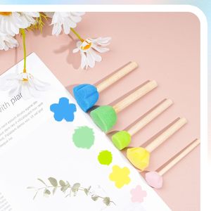 Décor à la maison bricolage <span class=keywords><strong>peinture</strong></span> outils d'art mural pour enfants éponge en mousse avec manche en <span class=keywords><strong>bois</strong></span> pour acrylique aquarelle <span class=keywords><strong>vernis</strong></span> peintures de fleurs - Product Image 2