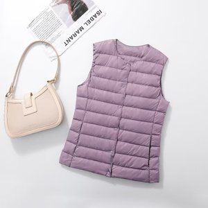 2025 nouveau <span class=keywords><strong>gilet</strong></span> léger pour femmes coréen décontracté <span class=keywords><strong>sans</strong></span> manches veste <span class=keywords><strong>sans</strong></span> col conception coupe ajustée pour l'automne hiver vêtements d'extérieur - Product Image 6