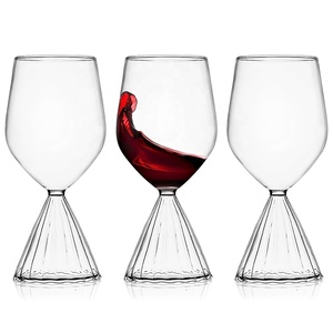 Verres à <span class=keywords><strong>vin</strong></span> rouge à pied transparents de 12 oz, verres à cocktail avec base en dentelle rayée - Product Image 6