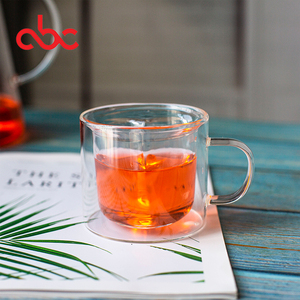 Hình trái tim đôi Tường Cách Điện Thủy Tinh cốc cà phê rõ ràng thủy tinh drinkware Tea Cup với xử lý đám cưới thủy tinh - Product Image 2