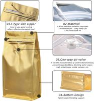 Sacs à café personnalisés écologiques en PE de qualité alimentaire, résistants à l'humidité, 250g, 340g, 500g, 1kg, à soufflet latéral et fond carré, avec valve, pour lait et gelée