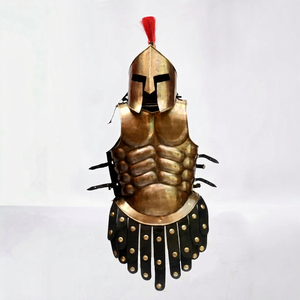 Ensemble de costume de guerrier spartiate 300, casque SCA avec armure pectorale, réplique grecque en laiton plaqué or, ensemble d'armure musculaire romaine avec casque - Product Image 1