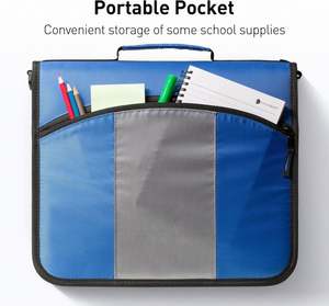 Carpeta con Cierre BSCI de 2 Pulgadas y 3 Anillas con Correa para el Hombro, Carpeta con Múltiples Bolsillos, Muestra Gratuita, Hecha de Poliéster Resistente - Product Image 2