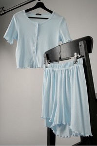 ชุดนอนผ้าฝ้ายสำหรับผู้หญิง เสื้อยืดและกางเกงขาสั้น เนื้อผ้านุ่ม ระบายอากาศได้ดี ไซส์ S-XXL - Product Image 2