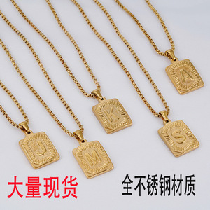 ZOGXIN Hip Hop Stainless Steel Letter Pendant Necklace For Men Gold Plated Alphabet Chain Jewelry Daily Wear Gift - Product Image 2