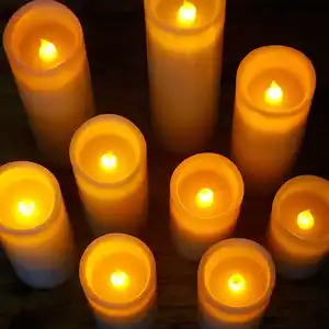Nouvelles bougies led à piles sans flamme 3D pilier de télécommande agité de vraie cire de paraffine lumière de bougie led pour la décoration