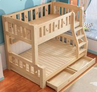 AILICHEN Lit superposé au design moderne pour adultes Lit haut et bas en bois avec panneau Lit haut et bas en bois massif