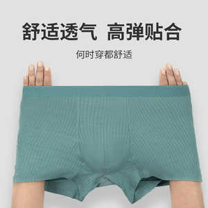 Caleçons boxers pour hommes taille mi-haute en coton et élasthanne, antibactériens, sans coutures, tricotés - Product Image 3