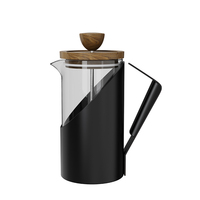 DHPO qualité alimentaire 304 acier inoxydable haute borosilicate verre Portable 600ml presses françaises poignée en Silicone confortable couvercle en bois