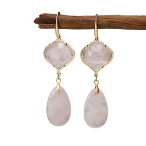 Boucles d'oreilles pendantes style vintage en pierre naturelle, forme goutte d'eau, serti clos, en alliage de zinc, cadeau, mode - Product Image 5