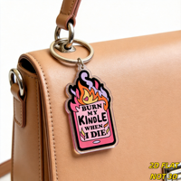 Bakar Kindleku Saat Aku Mati Gantungan Kunci Akrilik E-Reader Menyala, Pesona Pecinta Buku Humor Gelap dengan Cincin Logam, untuk Kunci, Tas