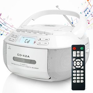 Reproductor de Casetes Portátil con Bluetooth, Reproductor de CD, Radio AM/FM, Entrada AUX, Puerto USB, Sonido Estéreo Dual, Grabación de Casetes, Control Remoto - Product Image 1