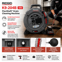 Déboucheur électrique pour canalisations RIDGID K9-204B, câble en acier de 8 mm pour nettoyeurs de canalisations et machines de nettoyage de tuyaux