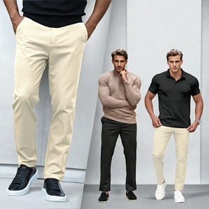 <b>Men</b> Slim Fit Chino Pants Casual Straight <b>Trousers</b> Mid Waist Custom Logo Streetwear - Product Image 3