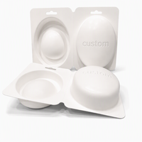Plateau en pulpe moulée, insert en fibre végétale, logo personnalisé en relief, emballage cosmétique biodégradable en pulpe pour conteneur ovale de crème solaire