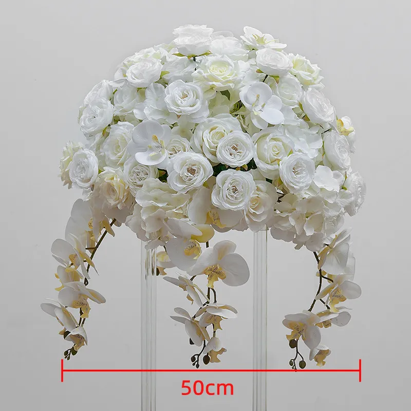 YOPIN-1439 Aangepaste Kunstmatige Witte Orchidee Bloem Bal Centerpieces Voor Bruiloft Decoratie