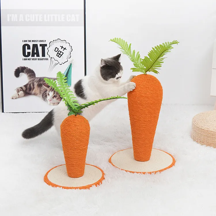 Carrot Cat Scratching Post Claw Scratcher With Sisal Rope Vertical