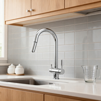 Robinet de cuisine moderne en acier inoxydable à 4 voies, avec douchette extractible, arc haute, finition chromée, pour purificateur d'eau potable, mitigeur d'évier