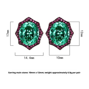 Vintage Jewelry Eco-friendly Copper <b>Black</b> Gold Plated 10*12mm Multicolor Zircon Colorful Stone Classic <b>Stud</b> <b>Earrings</b> - Product Image 3