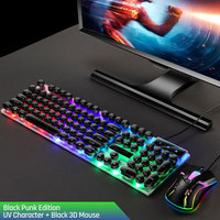 Nouveau clavier de jeu RGB LED OEM personnalisé à 104 touches, filaire USB, anti-ghosting, rétroéclairé, en ABS, 6000 DPI