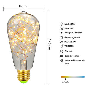 Plafonnier led en fil de cuivre, ampoules E27, G80, G95, G125, ST64, <span class=keywords><strong>lampe</strong></span> plafonnier, éclairage d'intérieur, décoration pour la maison, une fête, un hôtel ou un mariage - Product Image 6