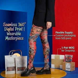 Collants artistiques LaJourdin Anti-Snag Shield Plus Size S-5XL |   Collants à imprimé abstrait Y2K Harajuku |   Été, respirant, fin, <span class=keywords><strong>sexy</strong></span> - Product Image 5