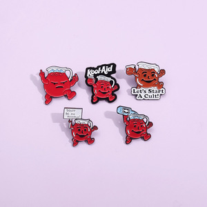 Custom Halloween Pumpkin Gothic Punk Metal Crafts Red Wine Decanter Glass Science Funny Brooches Lapel Badges Enamel Pins - Product Image 2