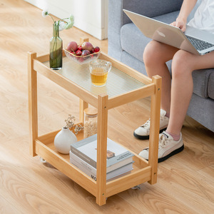 Mini <b>Side</b> <b>Table</b> With Storage Shelf Natural Wood Modern Living Room Coffee <b>Table</b> For <b>Sofa</b> Bed Bedroom Use - Product Image 2