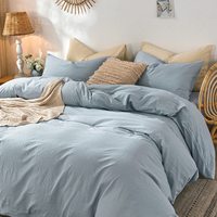 Ensemble de housse de couette en coton lavé 100% style moderne personnalisé uni teint en filature respirant durable doux confortable