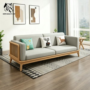 Sofá de estilo rústico hecho en fábrica, al mejor precio, personalizado, en stock, con envío directo, nuevo diseño, muebles de sala de estar, sofá de madera y tela - Product Image 1