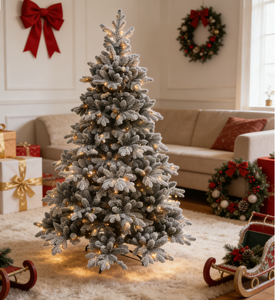 Arbre de Noël artificiel personnalisé en PE PVC avec structure métallique, éclairage LED multicolore, décorations extérieures, respectueux de l'environnement - Product Image 1