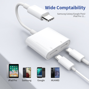 Chất Lượng Tốt 2 Trong 1 <span class=keywords><strong>USB</strong></span> C Sạc Âm Thanh <span class=keywords><strong>Adapter</strong></span> Splitter Loại C Headphone Jack <span class=keywords><strong>Adapter</strong></span> Cho Iphone15 Android Điện Thoại - Product Image 2