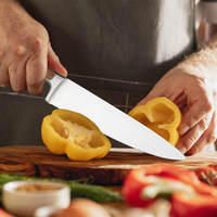 Ensemble de couteaux de cuisine Hatchen Premium de haute qualité en acier inoxydable 6 pièces, manche en bois de rose, bloc magnétique