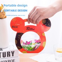 Sac d'emballage en PET de qualité alimentaire en forme d'ours pour salade de fruits et transport de plats de Noël