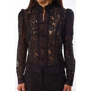 Veste en dentelle mandarin noire - Product Image 3