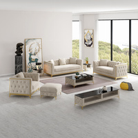Ensembles de canapé en tissu de velours de salon confortable nordique modernistes Multi couleur boucle de traction complète jambe de Base en or complète 1 + 2 + 3 canapé
