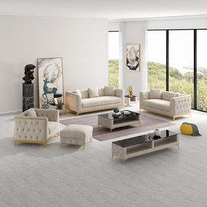 <span class=keywords><strong>Modernist</strong></span> set <span class=keywords><strong>Sofa</strong></span> kain beludru ruang tamu nyaman Nordik gesper tarik penuh warna kaki dasar emas lengkap 1 + 2 + 3 - Product Image 2