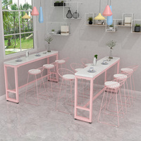 Comptoir de bar mural de luxe léger pour usage domestique et commercial Chaise de table haute pour magasin de thé au lait, restaurant, bar, ensemble de meubles