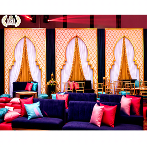 Paneles Mágicos Cortados con Láser para Decoración de Escenarios de Boda, Estilo Arco Temático Árabe, Marco Metálico, Fondo para la Noche de Sangeet - Product Image 1
