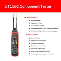 Testeur professionnel de composants CMS UT116A UT116C avec identification automatique, pince de test RCD LED Zener Diode pour usine électronique