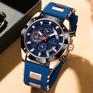 Montre-bracelet pour homme POEDAGAR 913 Chronographe, bracelet en silicone, quartz, luxe, mode, étanche, lumineuse, sport, affaires - Product Image 2