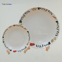 Ensemble de 5 pièces, assiette à pâtes en porcelaine végétale écologique, impression personnalisée, style italien, plat en céramique, service de cuisine européen, bol à pâtes