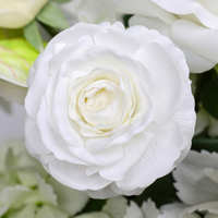 Rangkaian Bunga Artifisial Putih Mewah, Mawar, Anggrek, Calla Lily, Hydrangea dengan Sentuhan Alami untuk Dekorasi Pernikahan, Meja, dan Rumah
