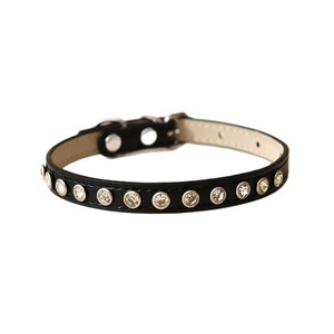 Pet Crystal Collar Leather Small Medium Anti Strangle <b>Dog</b> Cat Necklace Decoration Luxury Monochrome Zhejiang Origin - Product Image 4