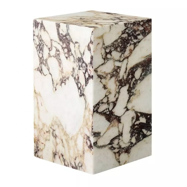 Customized Rectangle Marble Plinth Calacatta Viola Marble Coffee Table Side Table Pedestal Display Stand